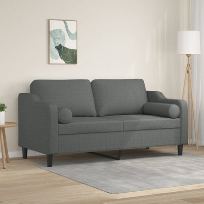 Divano a 2 Posti con Cuscini Grigio Scuro 140 cm in Tessuto - homemem39