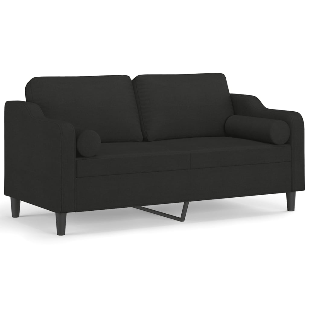 2-Sitzer-Sofa mit schwarzen Kissen 140 cm aus Stoff