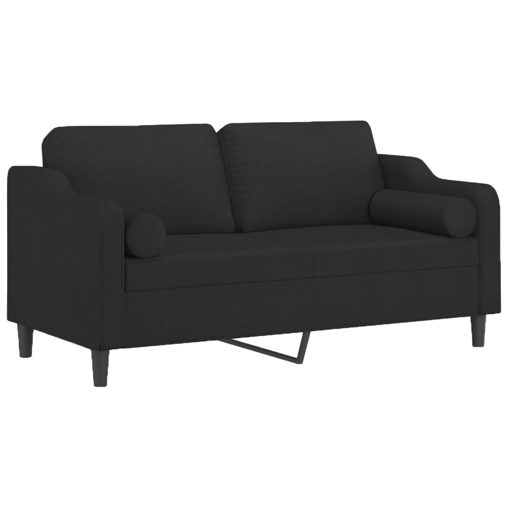 2-Sitzer-Sofa mit schwarzen Kissen 140 cm aus Stoff