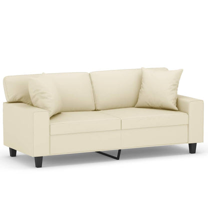 Divano a 2 Posti con Cuscini Crema 140 cm in Similpelle | homemem39
