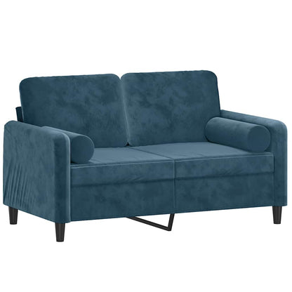 Divano a 2 Posti con Cuscini Blu 120 cm in Velluto | homemem39