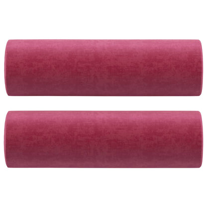 Divano a 3 Posti con Cuscini Rosso Vino 180 cm in Velluto - homemem39