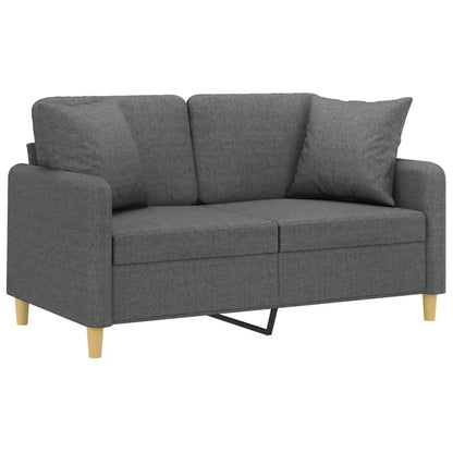 Divano a 2 Posti con Cuscini Grigio Scuro 120 cm in Tessuto | homemem39