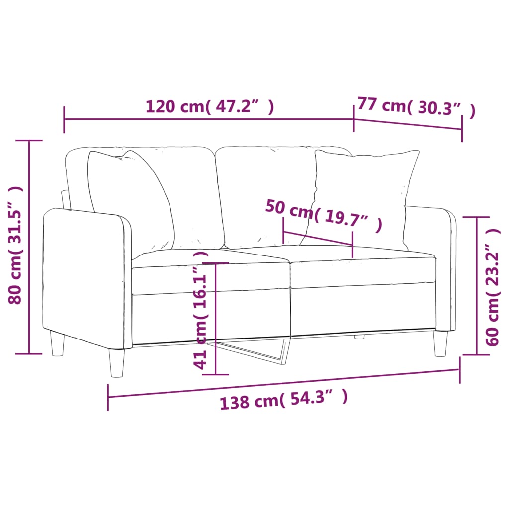 Divano a 2 Posti con Cuscini Grigio Scuro 120 cm in Tessuto | homemem39