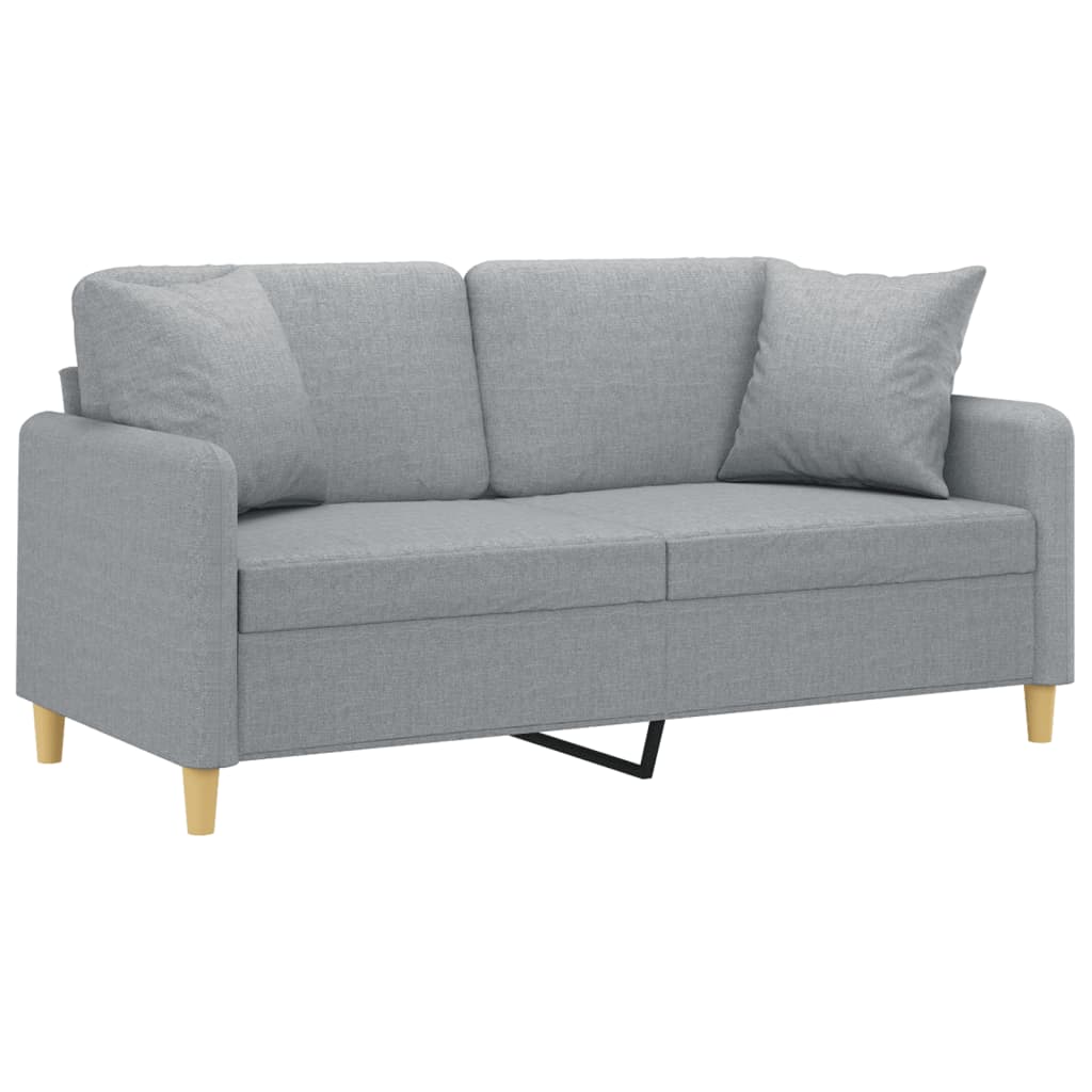 Divano a 2 Posti con Cuscini Grigio Chiaro 140 cm in Tessuto | homemem39