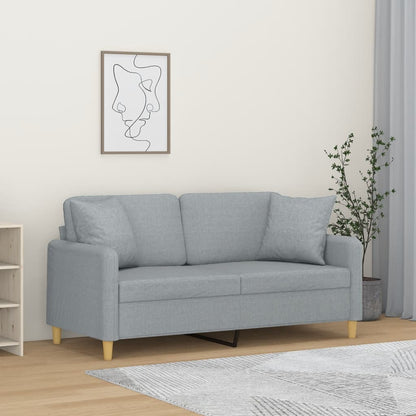 Divano a 2 Posti con Cuscini Grigio Chiaro 140 cm in Tessuto - homemem39