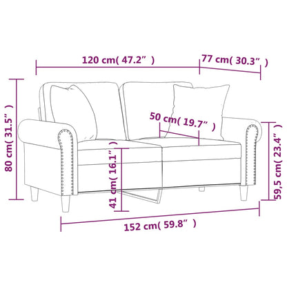 Divano a 2 Posti con Cuscini Crema 120 cm in Similpelle | homemem39