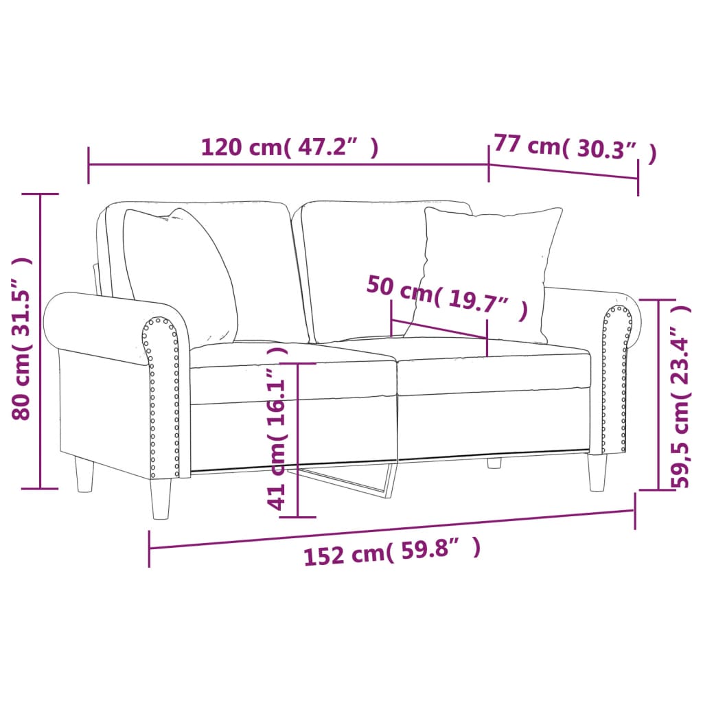 Divano a 2 Posti con Cuscini Cappuccino 120 cm in Similpelle