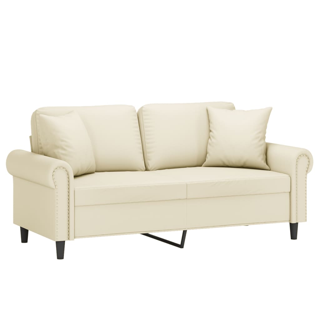 Divano a 2 Posti con Cuscini Crema 140 cm in Similpelle | homemem39