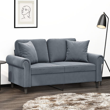 Divano a 2 Posti con Cuscini Grigio Scuro 120 cm in Velluto - homemem39