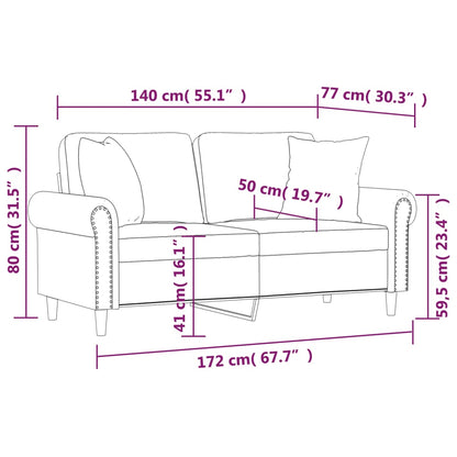 Divano a 2 Posti con Cuscini Grigio Chiaro 140 cm in Velluto