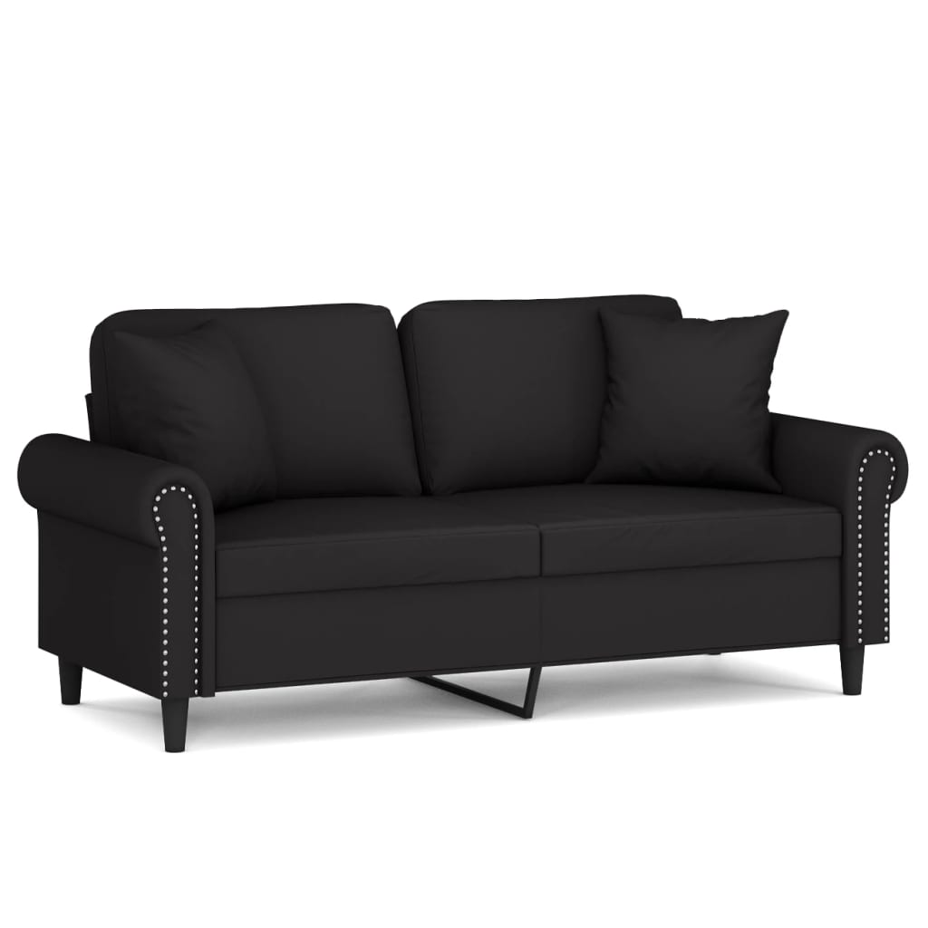 2-Sitzer-Sofa mit schwarzen Samtkissen, 140 cm