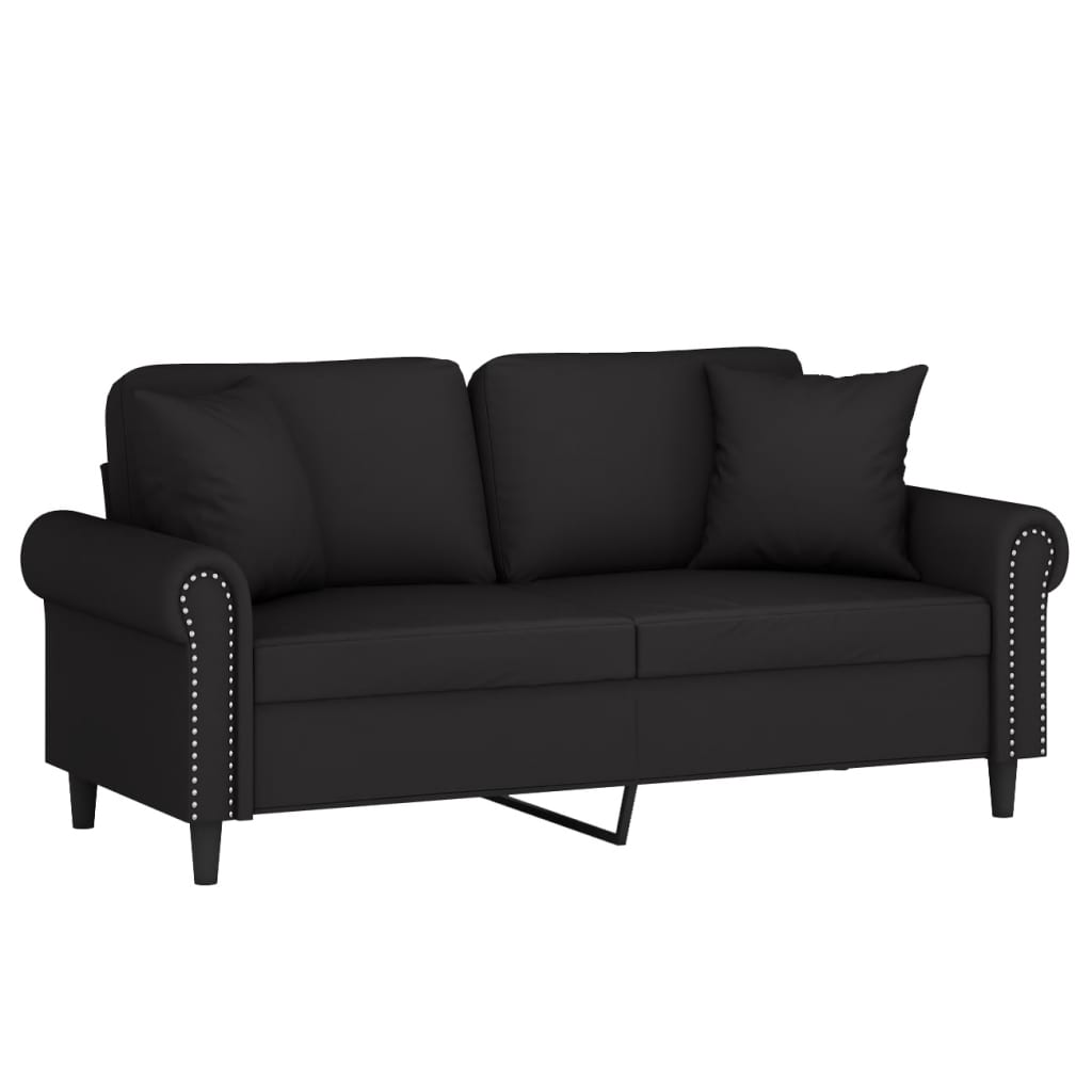 2-Sitzer-Sofa mit schwarzen Samtkissen, 140 cm