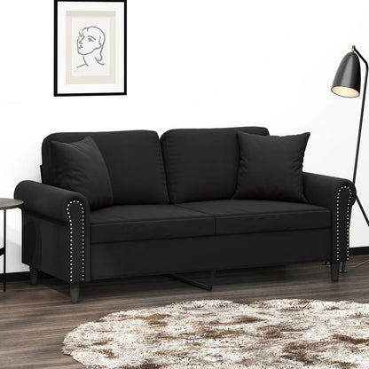 2-Sitzer-Sofa mit schwarzen Samtkissen, 140 cm