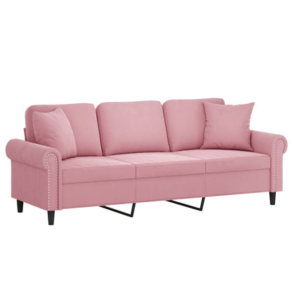 Divano a 3 Posti con Cuscini Rosa 180 cm in Velluto - homemem39