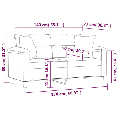 Divano a 2 Posti con Cuscini Beige 140 cm Tessuto Microfibra