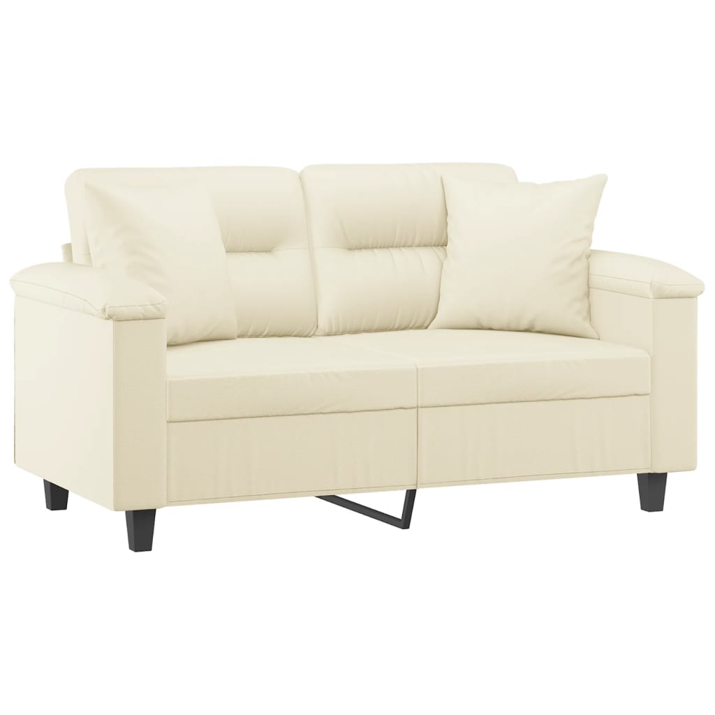 Divano a 2 Posti con Cuscini Crema 120 cm in Similpelle | homemem39