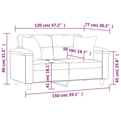 Divano a 2 Posti con Cuscini Grigio 120 cm in Similpelle