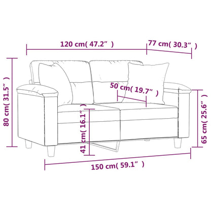 Divano a 2 Posti con Cuscini Cappuccino 120 cm in Similpelle