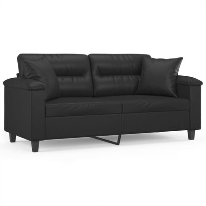 2-Sitzer-Sofa mit schwarzen Kissen 140 cm aus Kunstleder