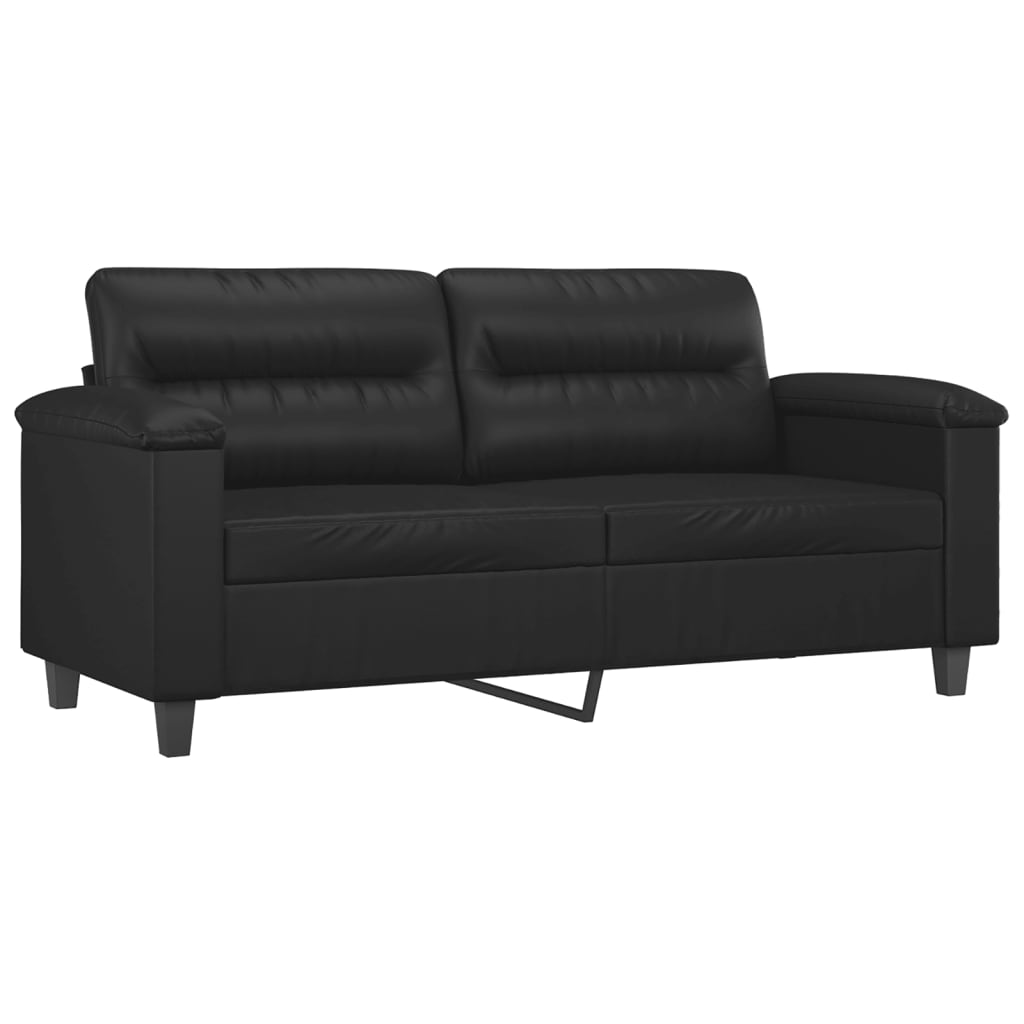 2-Sitzer-Sofa mit schwarzen Kissen 140 cm aus Kunstleder