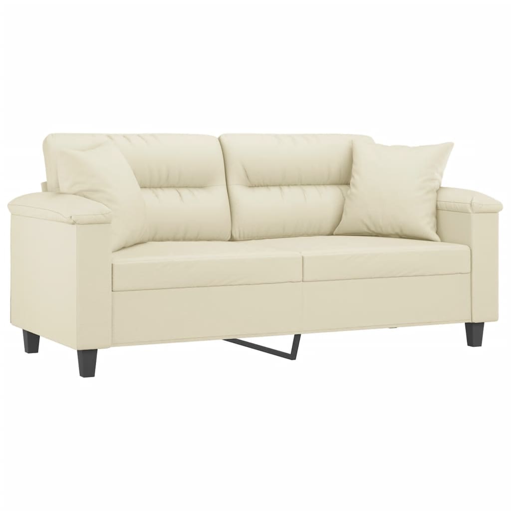 Divano a 2 Posti con Cuscini Crema 140 cm in Similpelle | homemem39