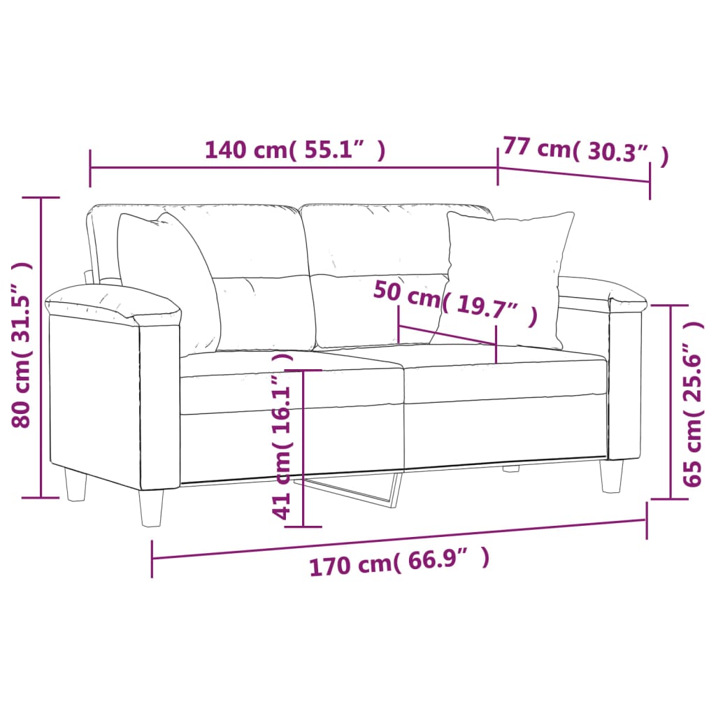 Divano a 2 Posti con Cuscini Cappuccino 140 cm in Similpelle