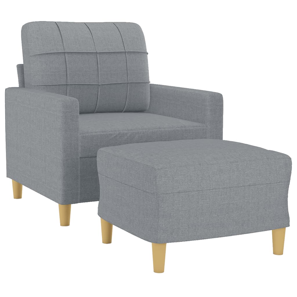 Poltrona con Poggiapiedi Grigio Chiaro 60 cm in Tessuto | homemem39