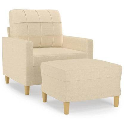 Poltrona con Poggiapiedi Crema 60 cm in Tessuto | homemem39