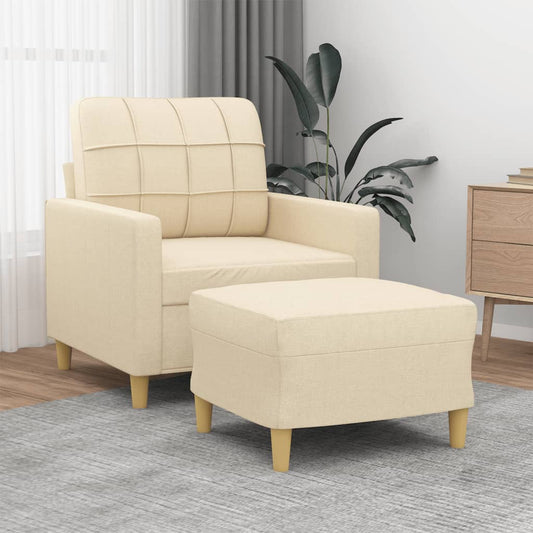 Poltrona con Poggiapiedi Crema 60 cm in Tessuto | homemem39
