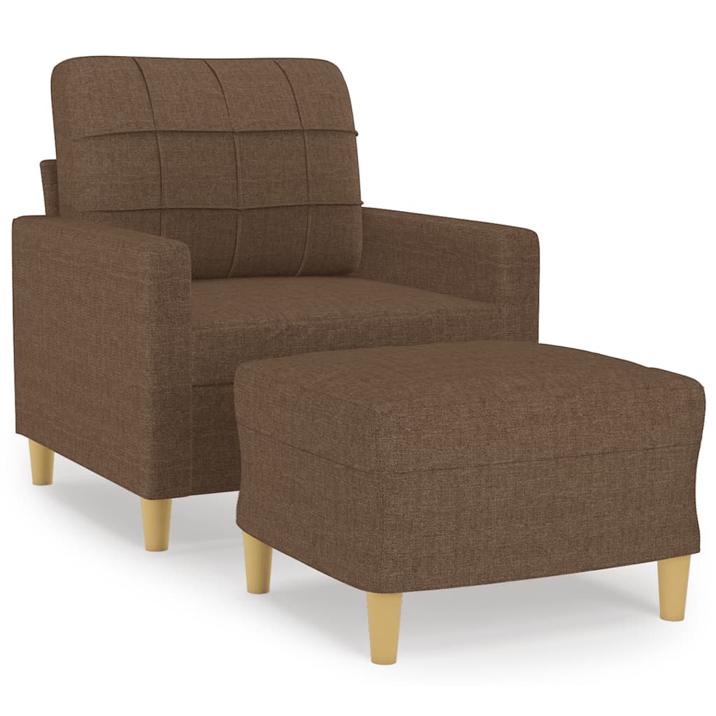 Poltrona con Poggiapiedi Marrone 60 cm in Tessuto | homemem39