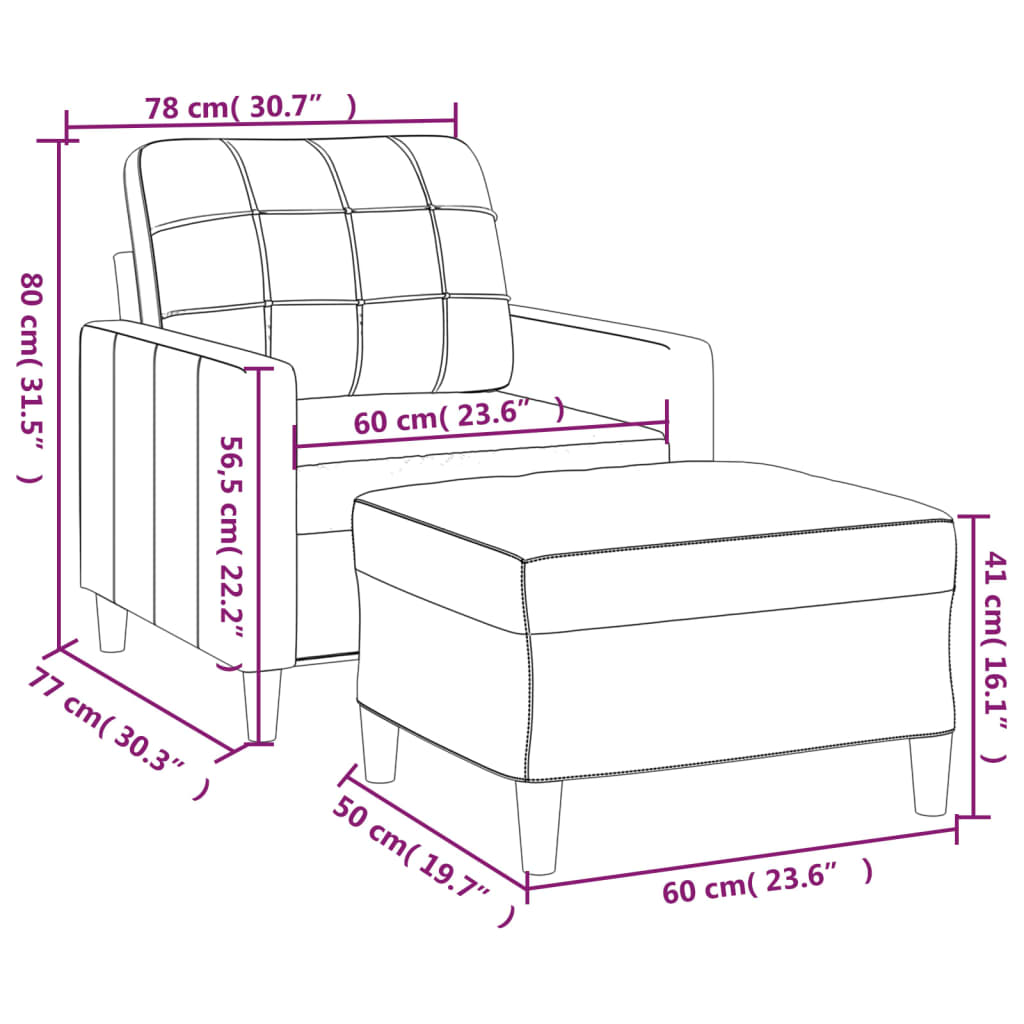 Poltrona con Poggiapiedi Rosso Vino 60 cm in Tessuto | homemem39