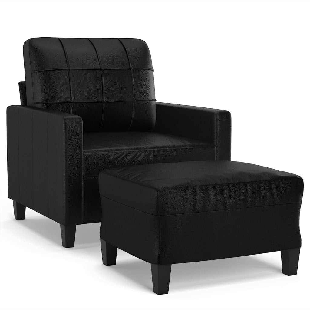 Poltrona con Poggiapiedi Nero 60 cm in Similpelle | homemem39