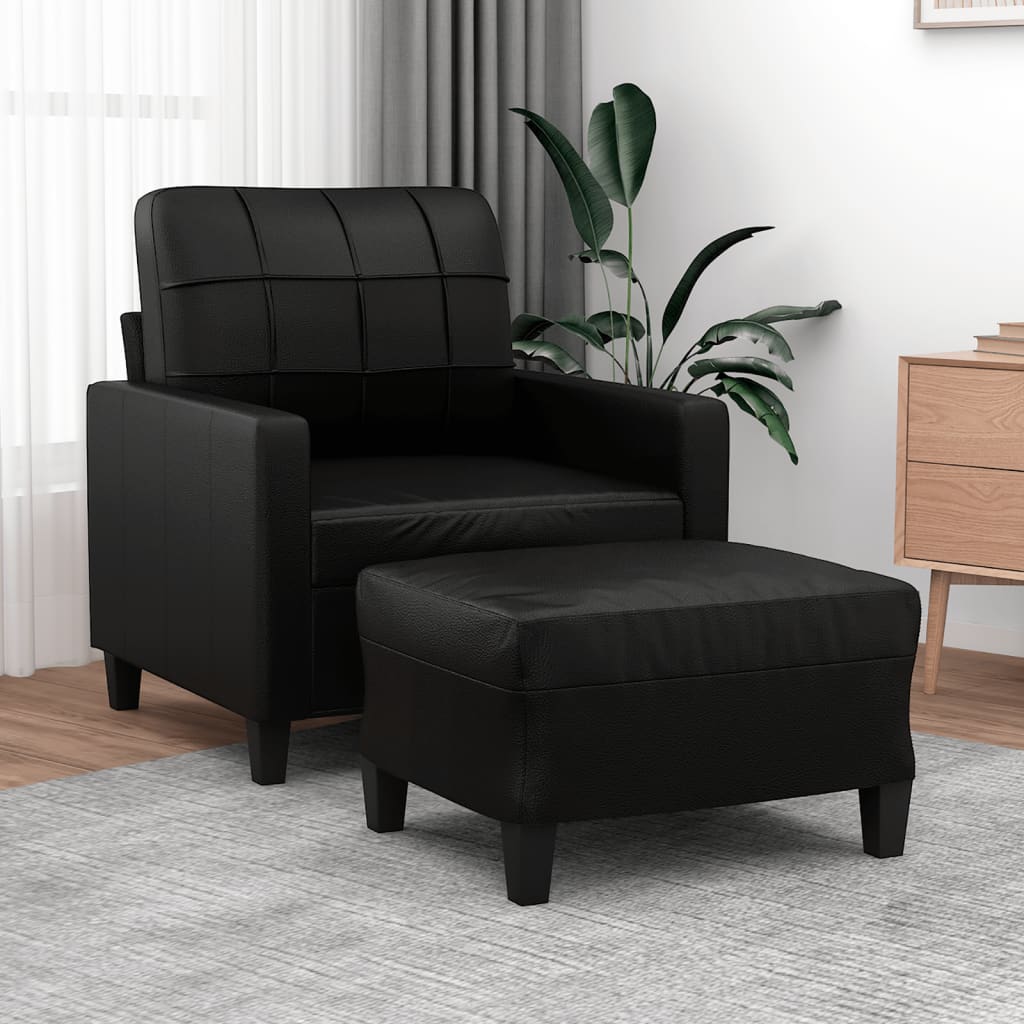 Poltrona con Poggiapiedi Nero 60 cm in Similpelle | homemem39
