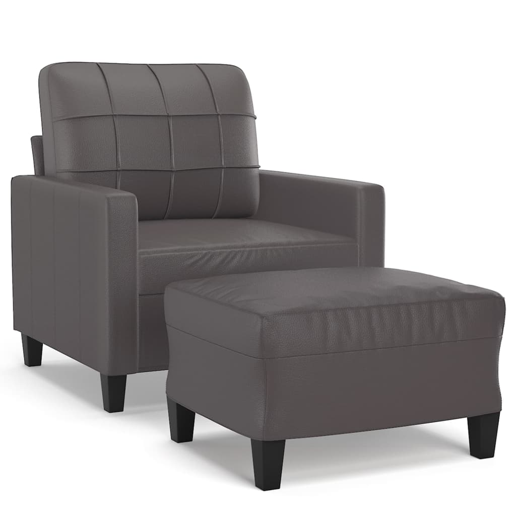 Poltrona con Poggiapiedi Grigio 60 cm in Similpelle | homemem39