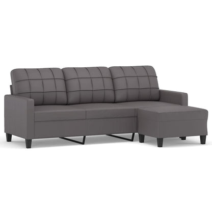 Divano a 3 Posti con Poggiapiedi grigio 180 cm in Similpelle | homemem39