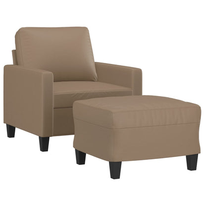 Poltrona con Poggiapiedi Cappuccino 60 cm in Similpelle | homemem39