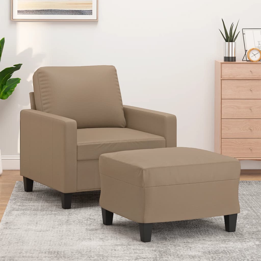 Poltrona con Poggiapiedi Cappuccino 60 cm in Similpelle | homemem39
