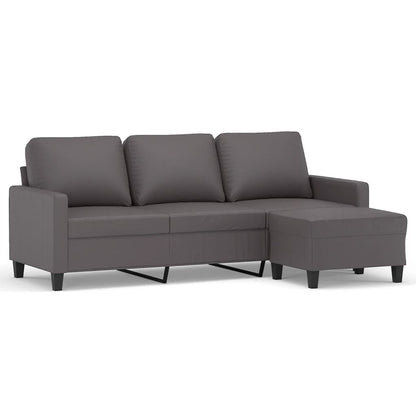 Divano a 3 Posti con Poggiapiedi grigio 180 cm in Similpelle | homemem39