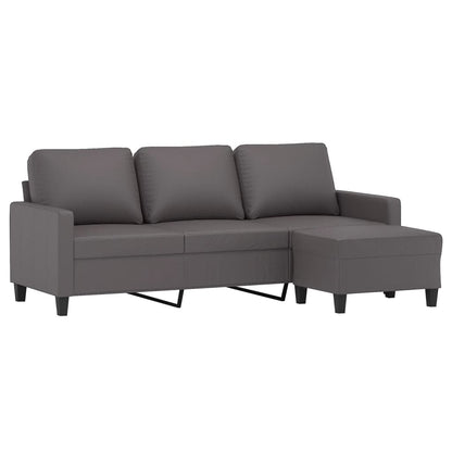 Divano a 3 Posti con Poggiapiedi grigio 180 cm in Similpelle | homemem39
