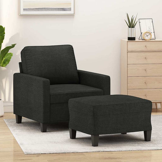 Poltrona con Poggiapiedi Nero 60 cm in Tessuto | homemem39