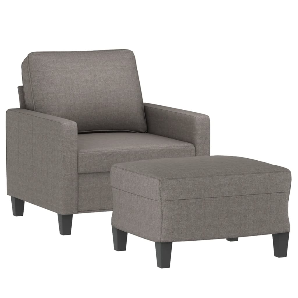Poltrona con Poggiapiedi Tortora 60 cm in Tessuto | homemem39