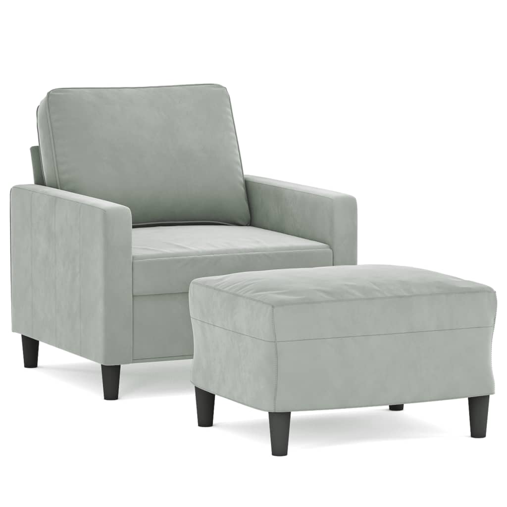 Poltrona con Poggiapiedi Grigio Chiaro 60 cm in Velluto | homemem39