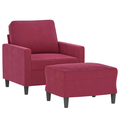 Poltrona con Poggiapiedi Rosso Vino 60 cm in Velluto | homemem39