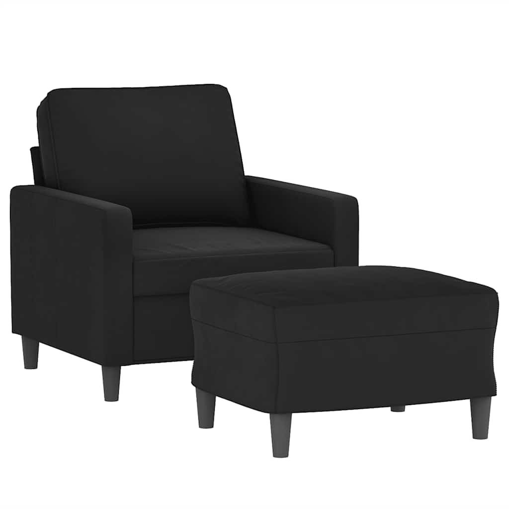 Poltrona con Poggiapiedi Nero 60 cm in Velluto | homemem39