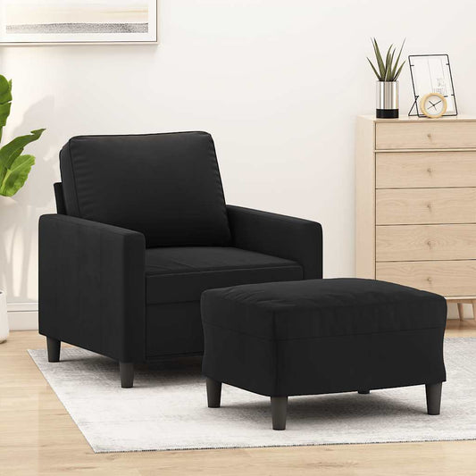 Poltrona con Poggiapiedi Nero 60 cm in Velluto | homemem39