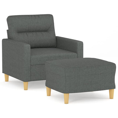 Poltrona con Poggiapiedi Grigio Scuro 60 cm in Tessuto | homemem39