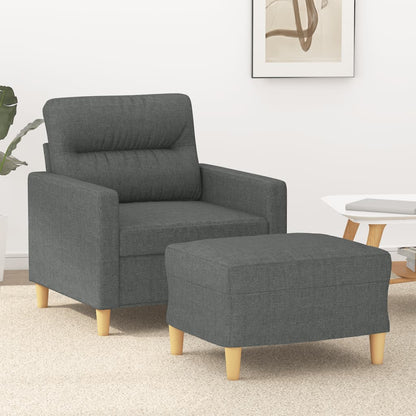 Poltrona con Poggiapiedi Grigio Scuro 60 cm in Tessuto | homemem39