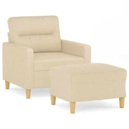 Poltrona con Poggiapiedi Crema 60 cm in Tessuto | homemem39