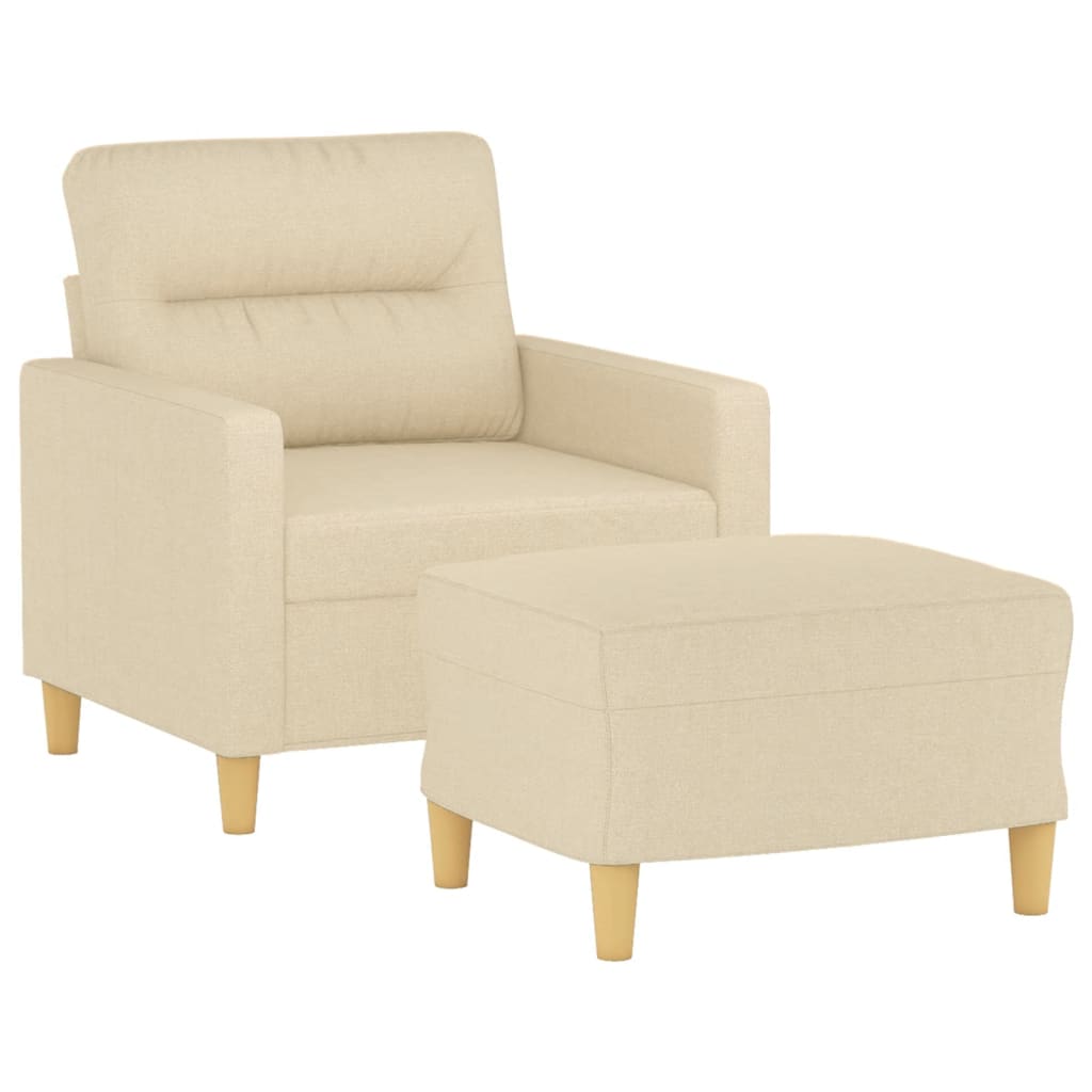 Poltrona con Poggiapiedi Crema 60 cm in Tessuto | homemem39